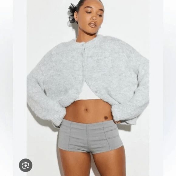 Urban Outfitters Silence + Noise Gray Sabrina Micro Stretch Booty Shorts Large - Picture 6 of 8